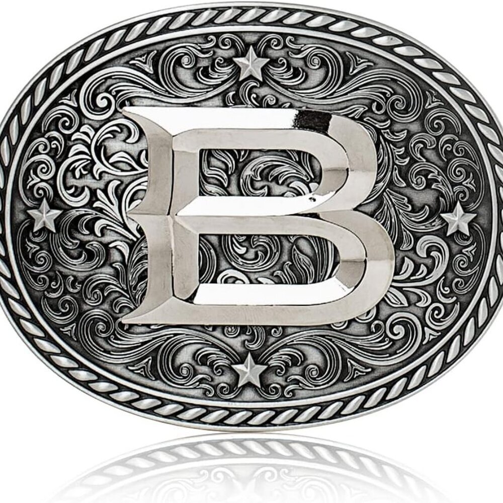 Western Cowboy/Cowgirl Initial Belt Buckle - Large, Letter Buckles For Men And W